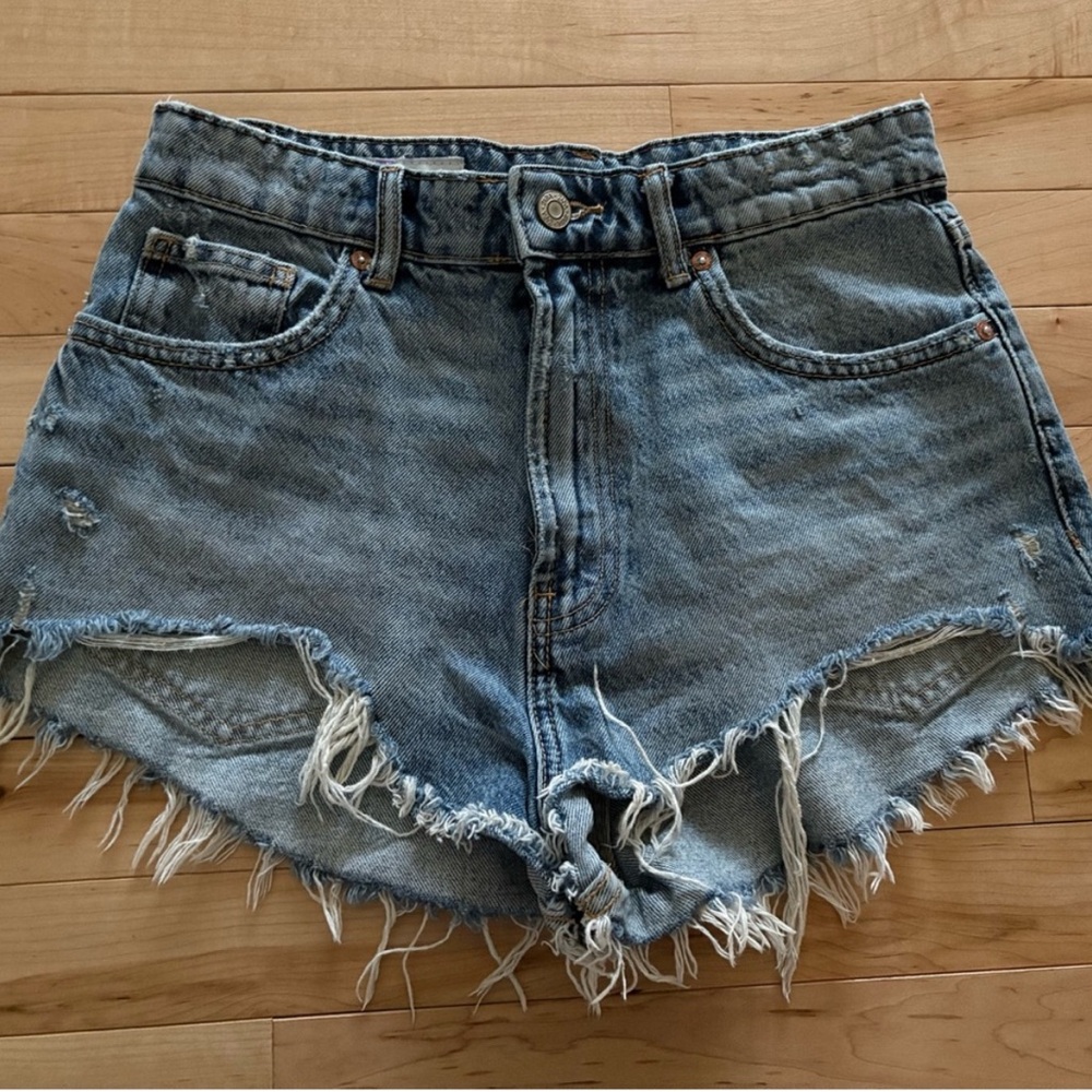 Denim Frayed Hem Women's Shorts